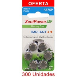 Pack ahorro zenipower P675 IMPLANT PLUS - Venta de pilas implante coclear zenipower