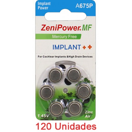Pack 120 Pilas Zenipower: 2 Paquetes de 60 pilas implante coclear
