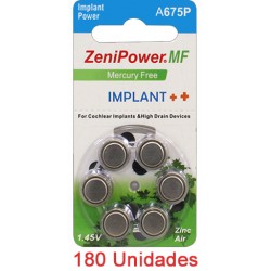 Pack 180 Pilas Zenipower: 3 Paquetes de 60 pilas implante coclear