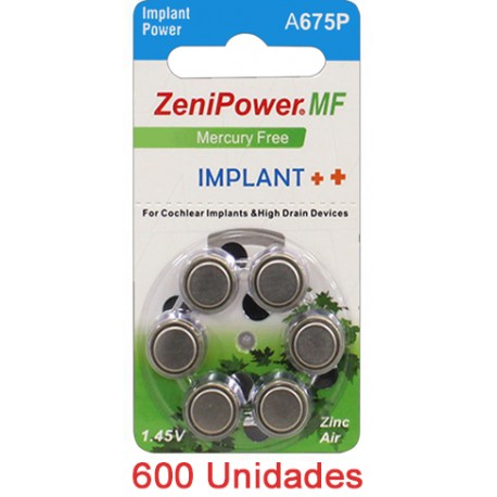ZeniPower A675P - 600 uds. Implante coclear